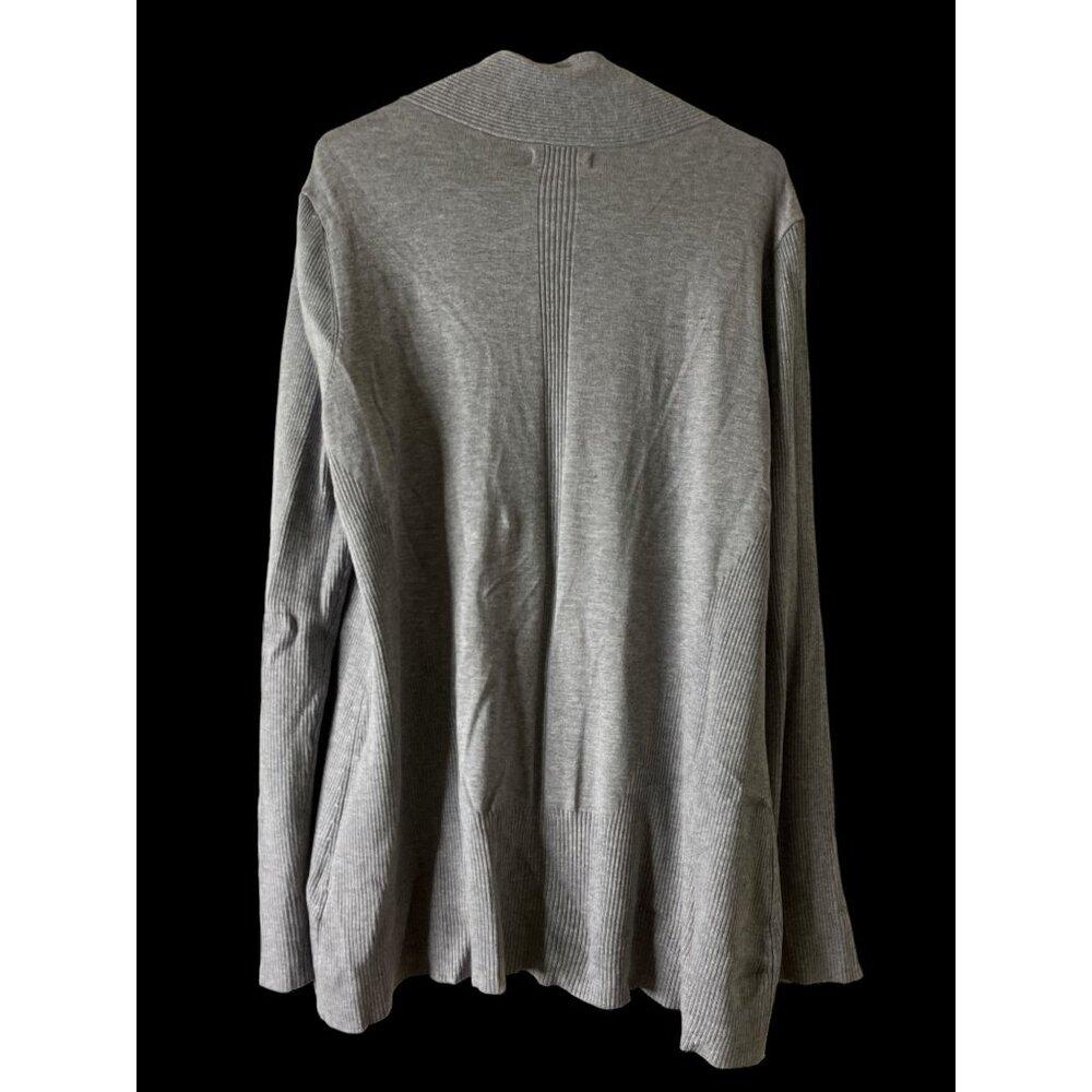 Dana Buchman Open Cardigan Ribbed Solid Gray Cardigan XL - Picture 5 of 6